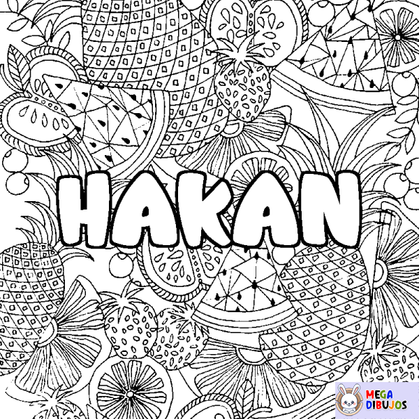 Coloración del nombre HAKAN - decorado mandala de frutas