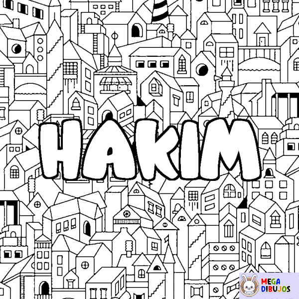 Coloración del nombre HAKIM - decorado ciudad