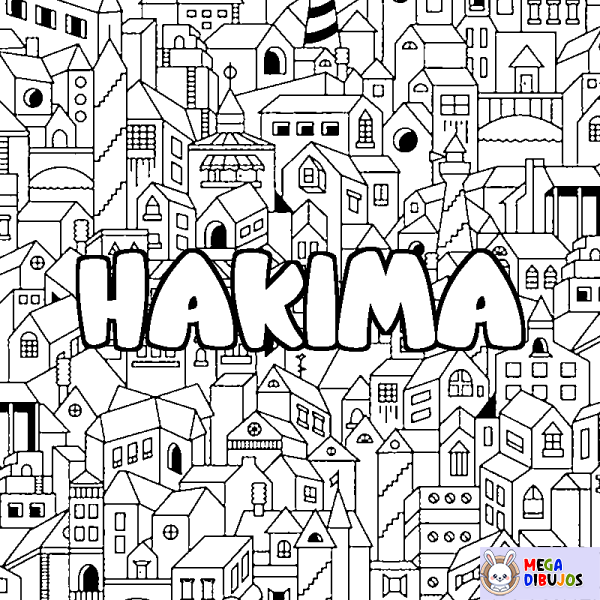 Coloración del nombre HAKIMA - decorado ciudad