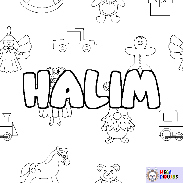 Coloración del nombre HALIM - decorado juguetes