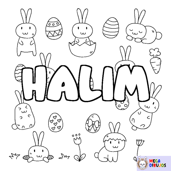 Coloración del nombre HALIM - decorado Pascua