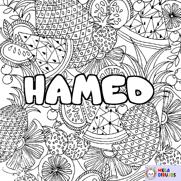 Coloración del nombre HAMED - decorado mandala de frutas