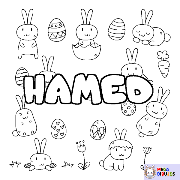 Coloración del nombre HAMED - decorado Pascua