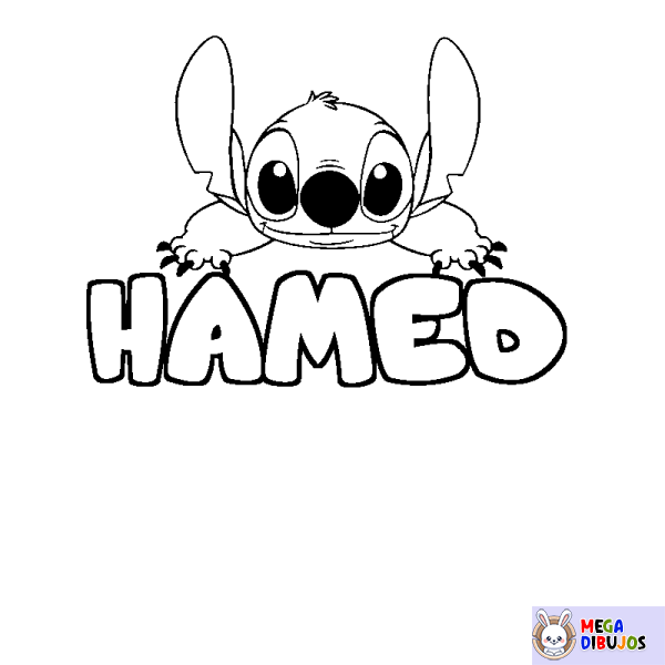 Coloración del nombre HAMED - decorado Stitch