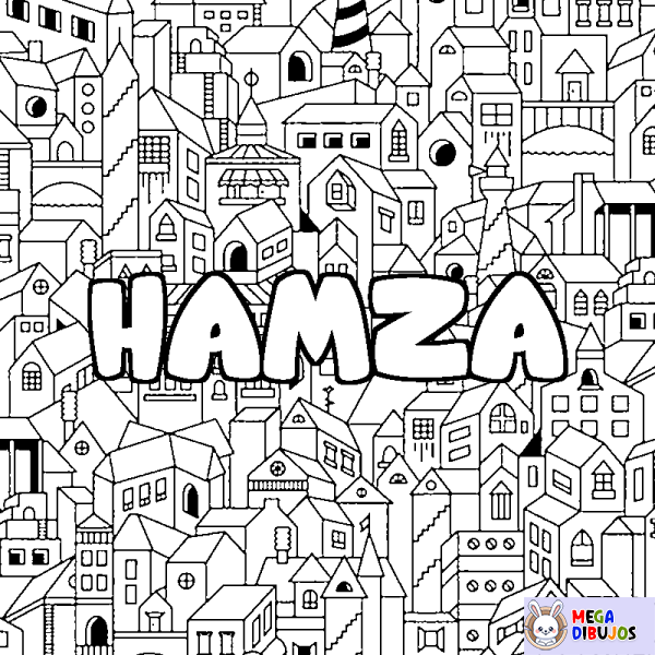 Coloración del nombre HAMZA - decorado ciudad