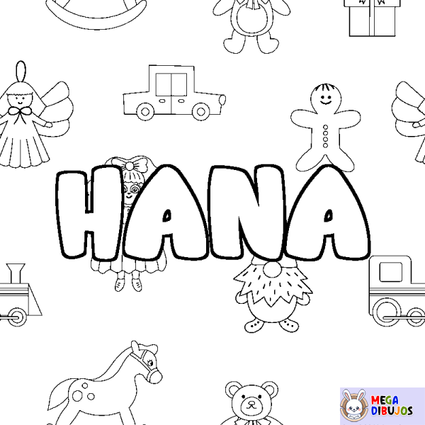 Coloración del nombre HANA - decorado juguetes