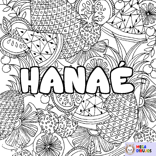 Coloración del nombre HANA&Eacute; - decorado mandala de frutas