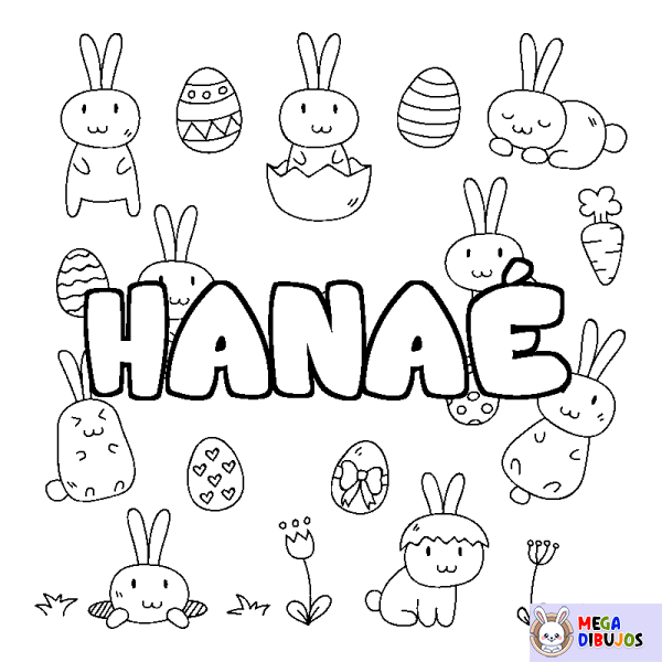 Coloración del nombre HANA&Eacute; - decorado Pascua