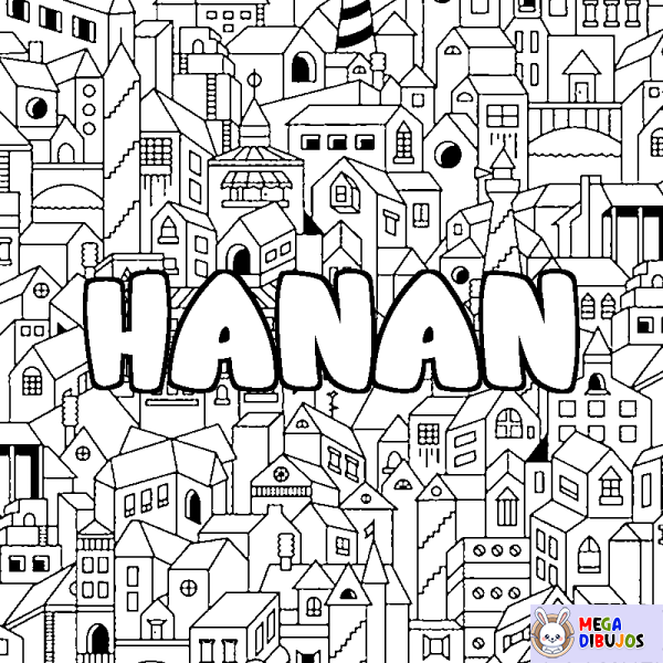 Coloración del nombre HANAN - decorado ciudad