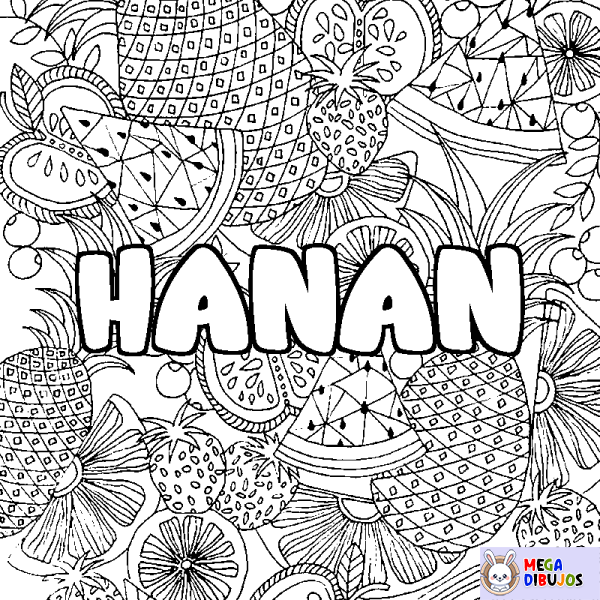 Coloración del nombre HANAN - decorado mandala de frutas