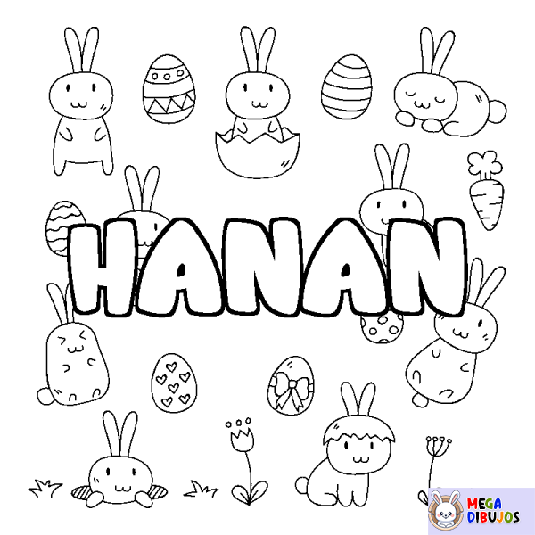 Coloración del nombre HANAN - decorado Pascua