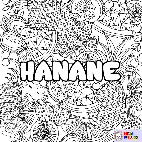 Coloración del nombre HANANE - decorado mandala de frutas