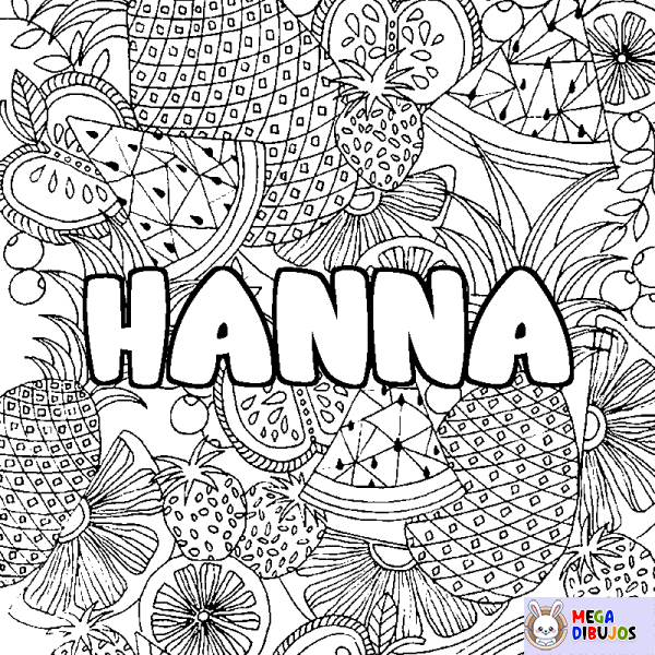 Coloración del nombre HANNA - decorado mandala de frutas