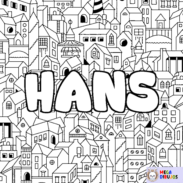 Coloración del nombre HANS - decorado ciudad