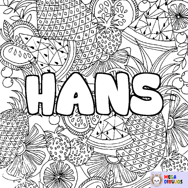 Coloración del nombre HANS - decorado mandala de frutas