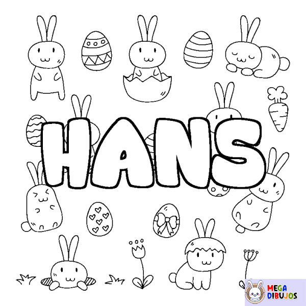 Coloración del nombre HANS - decorado Pascua