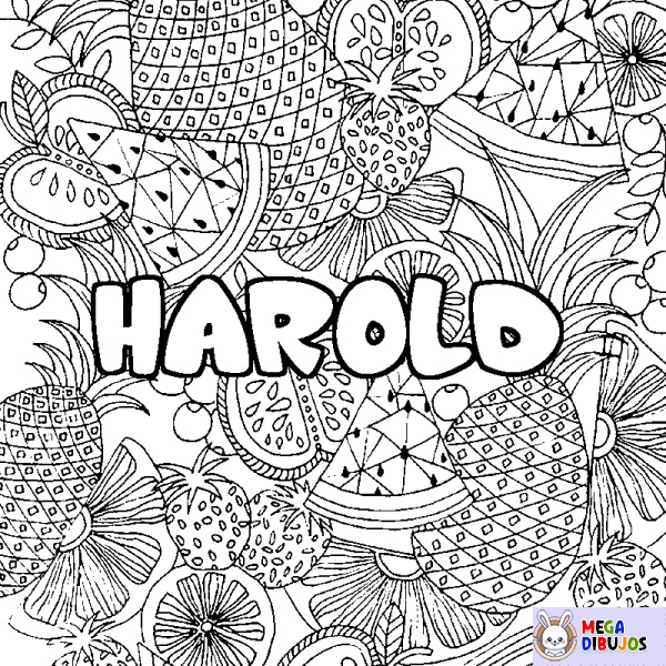 Coloración del nombre HAROLD - decorado mandala de frutas