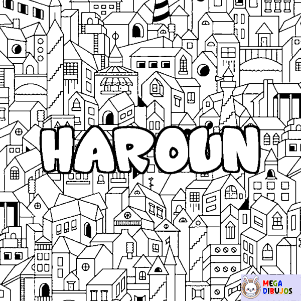 Coloración del nombre HAROUN - decorado ciudad