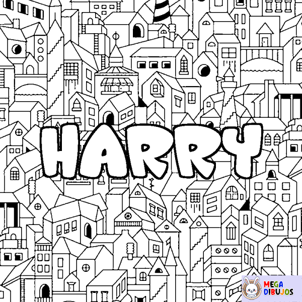 Coloración del nombre HARRY - decorado ciudad