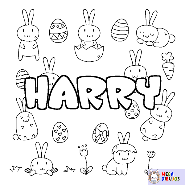 Coloración del nombre HARRY - decorado Pascua