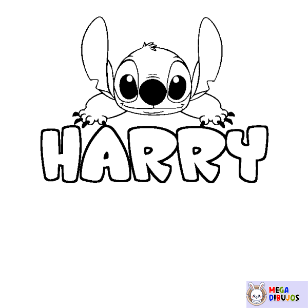 Coloración del nombre HARRY - decorado Stitch