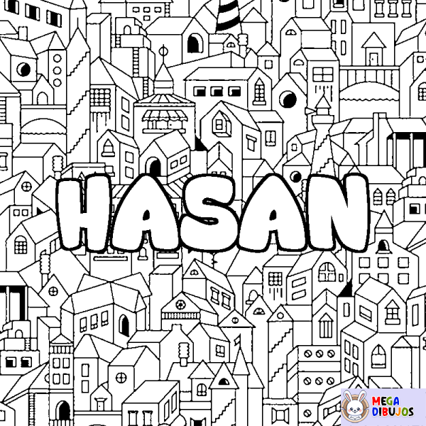 Coloración del nombre HASAN - decorado ciudad