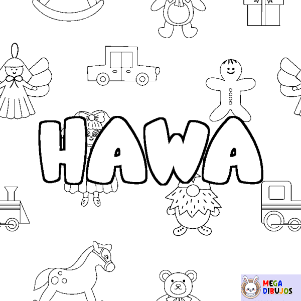 Coloración del nombre HAWA - decorado juguetes