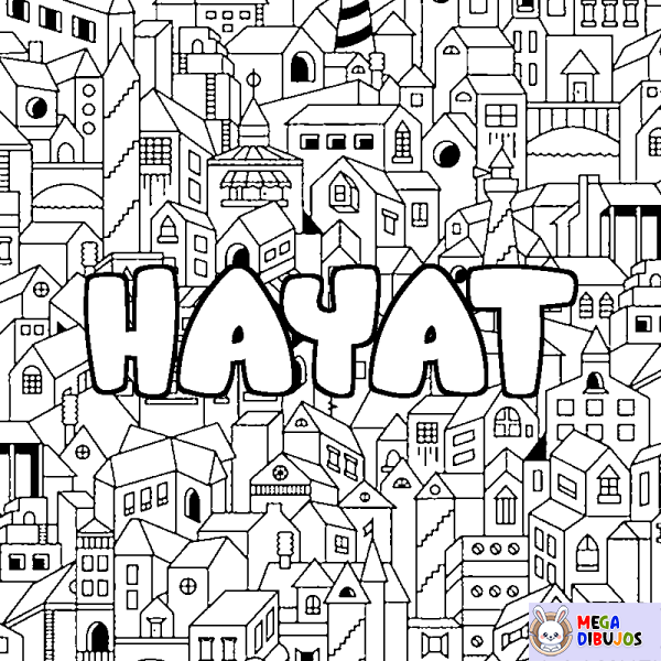 Coloración del nombre HAYAT - decorado ciudad