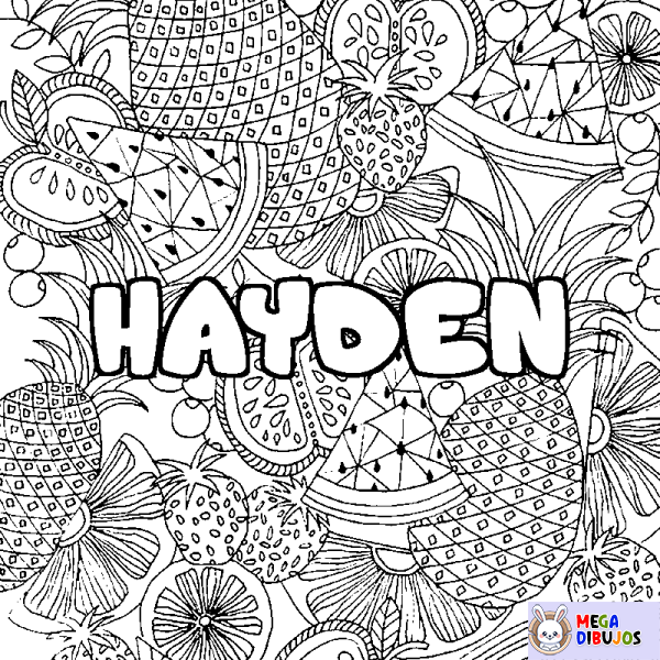 Coloración del nombre HAYDEN - decorado mandala de frutas