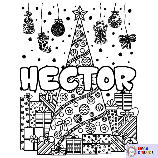 Coloración del nombre HECTOR - decorado &aacute;rbol de Navidad y regalos