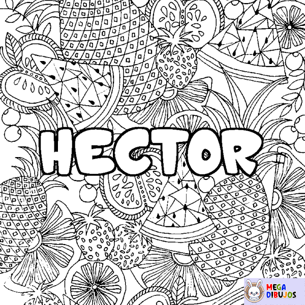 Coloración del nombre HECTOR - decorado mandala de frutas