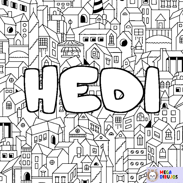 Coloración del nombre HEDI - decorado ciudad