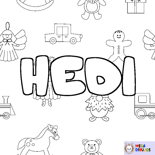 Coloración del nombre HEDI - decorado juguetes