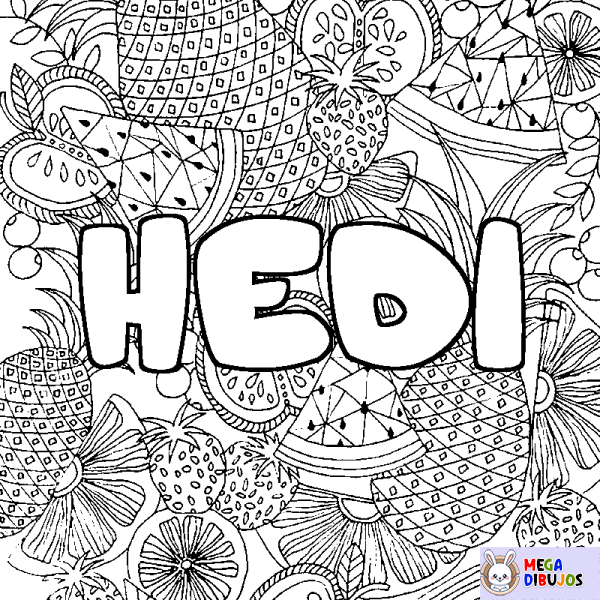 Coloración del nombre HEDI - decorado mandala de frutas