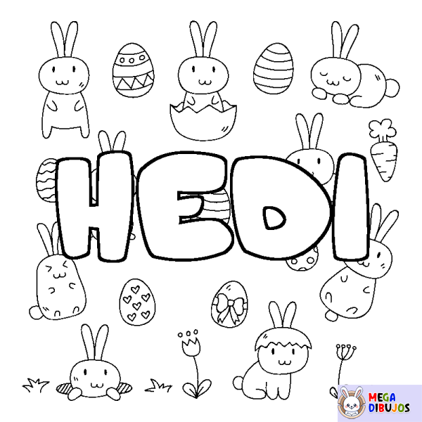 Coloración del nombre HEDI - decorado Pascua