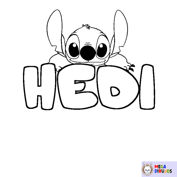 Coloración del nombre HEDI - decorado Stitch