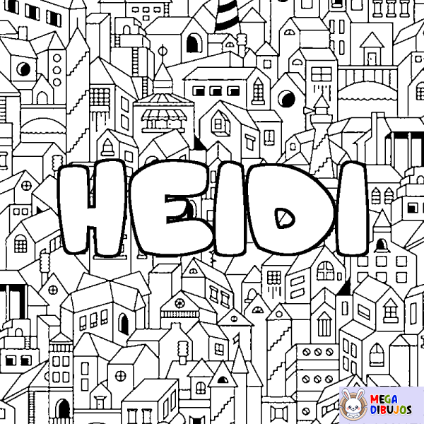 Coloración del nombre HEIDI - decorado ciudad