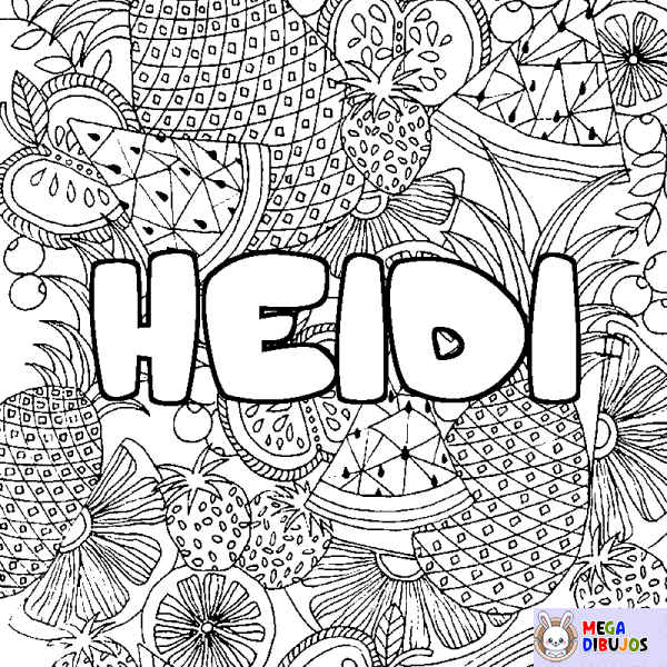 Coloración del nombre HEIDI - decorado mandala de frutas