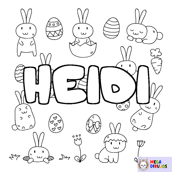 Coloración del nombre HEIDI - decorado Pascua