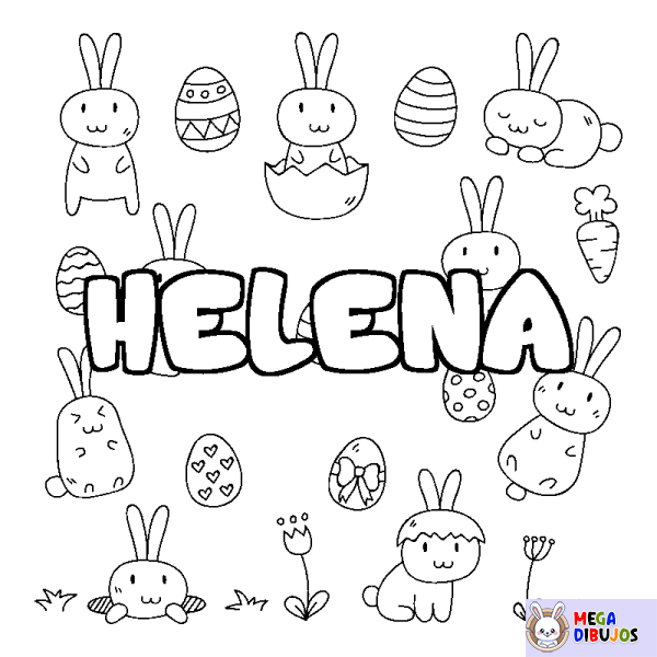 Coloración del nombre HELENA - decorado Pascua