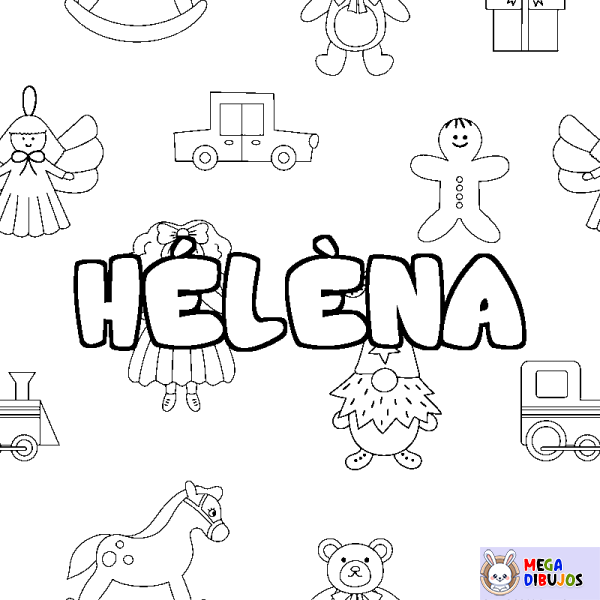 Coloración del nombre H&Eacute;L&Egrave;NA - decorado juguetes