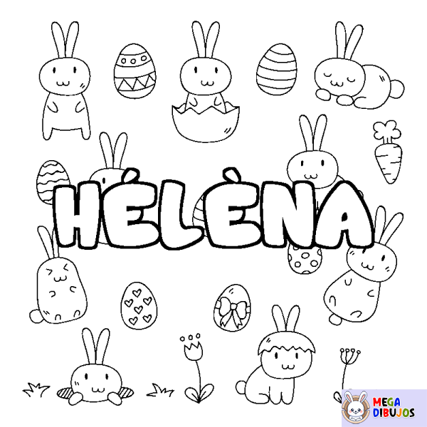 Coloración del nombre H&Eacute;L&Egrave;NA - decorado Pascua