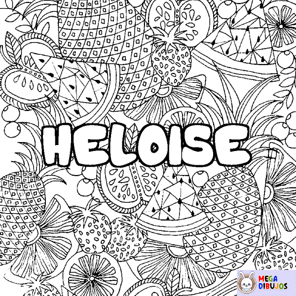 Coloración del nombre HELOISE - decorado mandala de frutas