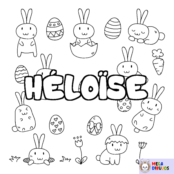 Coloración del nombre H&Eacute;LO&Iuml;SE - decorado Pascua