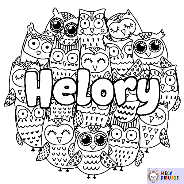 Coloración del nombre Helory - decorado b&uacute;hos