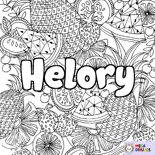 Coloración del nombre Helory - decorado mandala de frutas