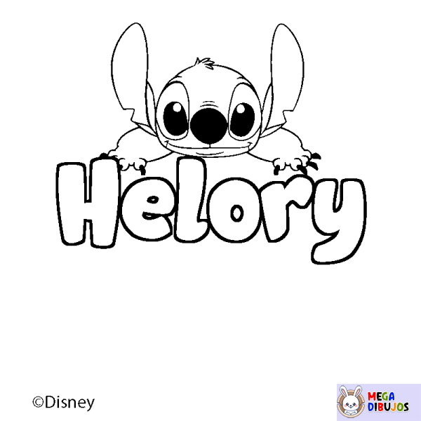 Coloración del nombre Helory - decorado Stitch