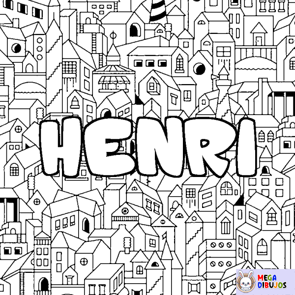 Coloración del nombre HENRI - decorado ciudad