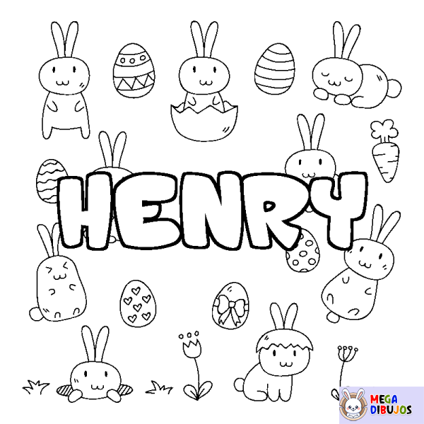 Coloración del nombre HENRY - decorado Pascua