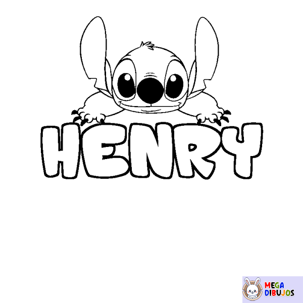 Coloración del nombre HENRY - decorado Stitch